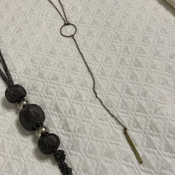 Betsy pittard necklace lot black beaded gold loop and crystal adjustable gold - Picture 4 of 9